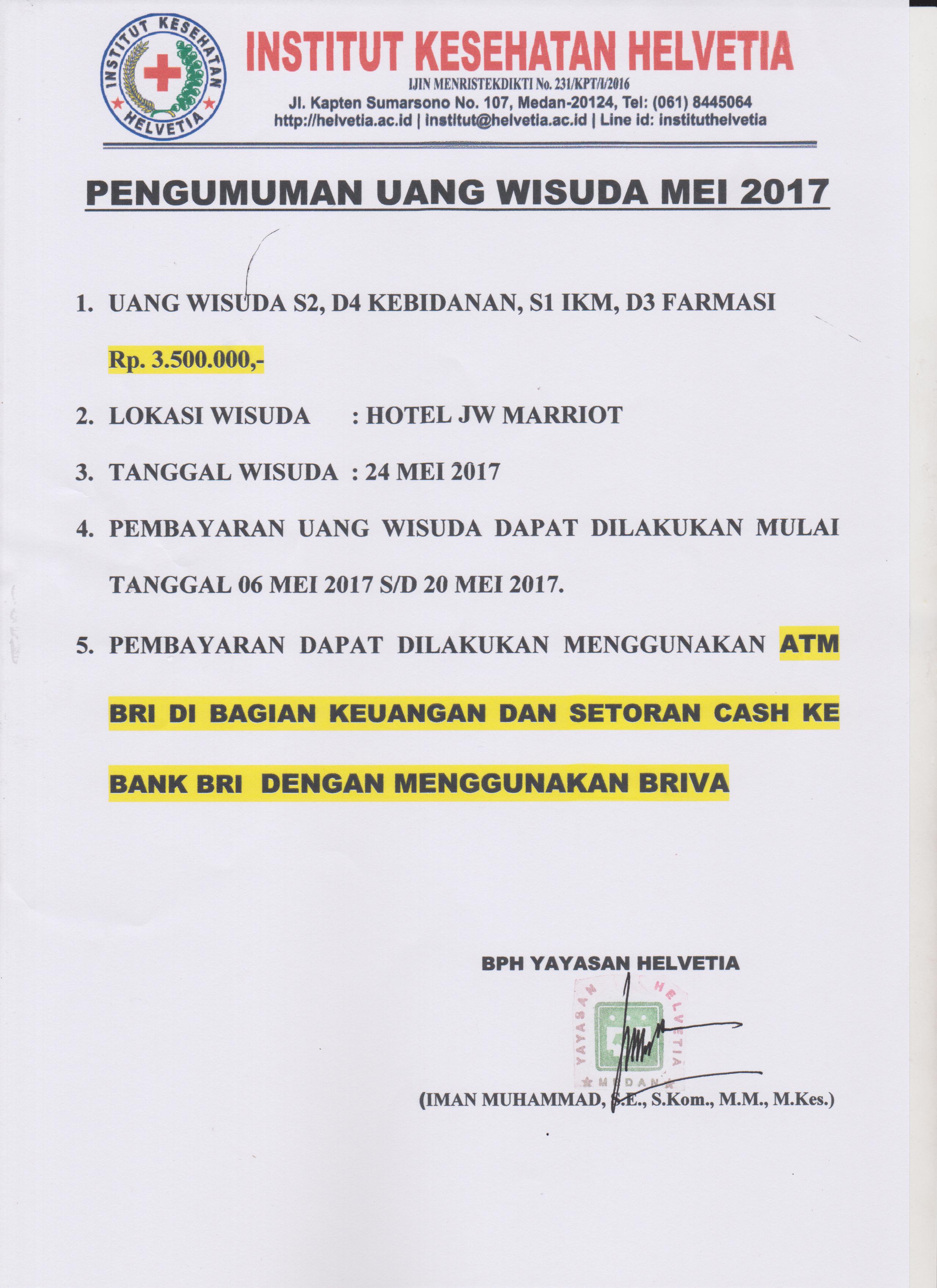 Pengumuman Biaya Wisuda 001